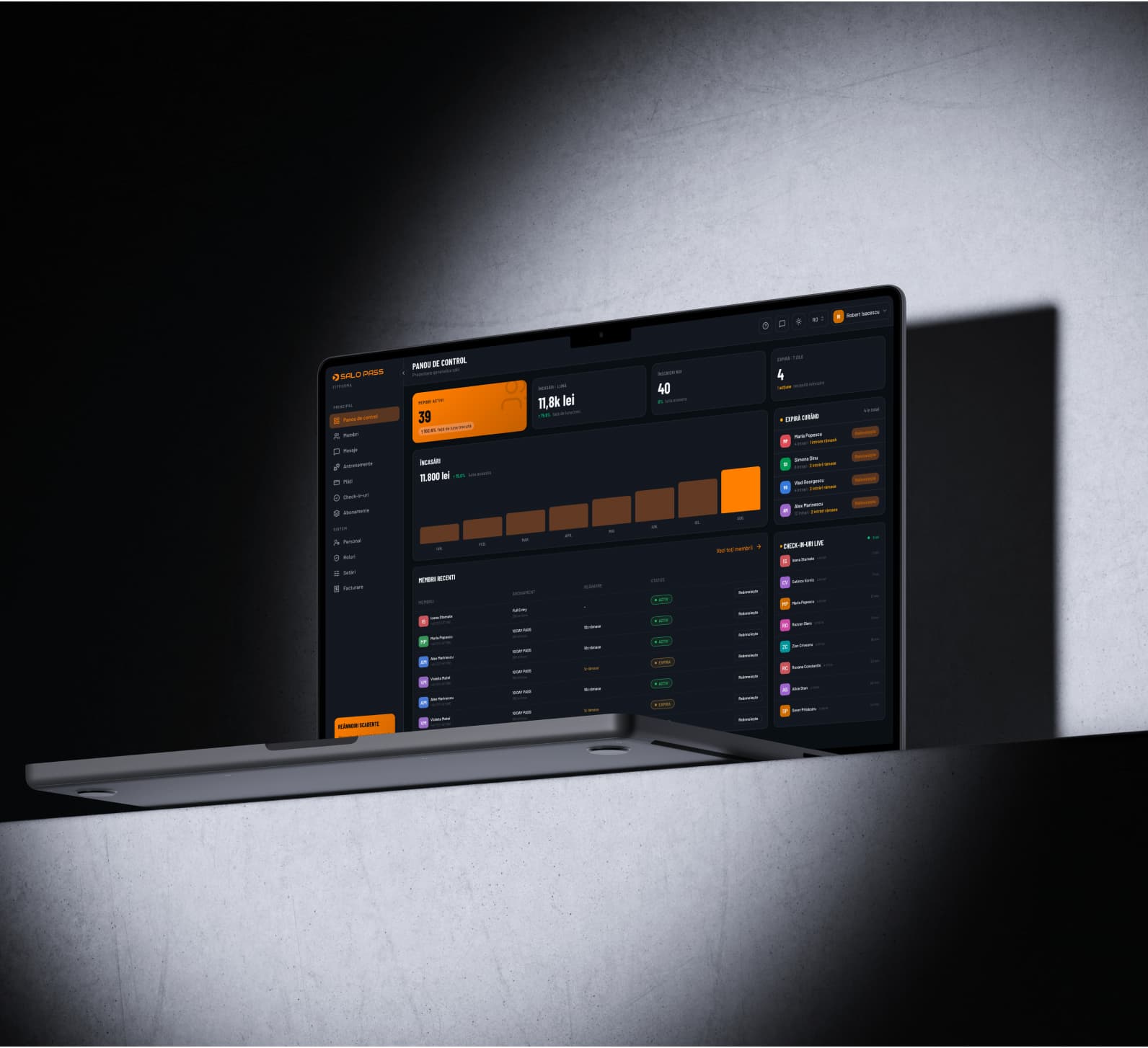 Salopass dashboard open on a laptop